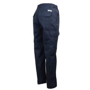 Pantalon cargo MRB-011 avec taille flexible, poches multiples et tissu résistant en twill polyester-coton.