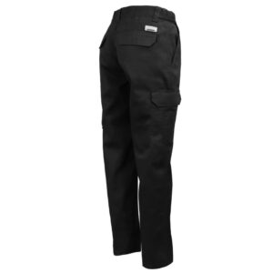 Pantalon cargo MRB-011 avec taille flexible, poches multiples et tissu résistant en twill polyester-coton.