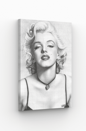 Portrait de Marilyn Monroe dessiné au crayon, une œuvre artistique élégante et intemporelle.