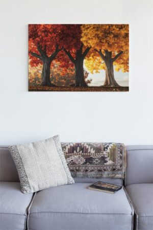 Tableau arbres d’automne – Une décoration murale élégante et apaisante.