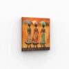 Femmes élégantes avec parapluies orange – tableau moderne