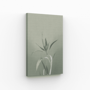 Tableau minimaliste de feuilles élégantes sur fond vert doux