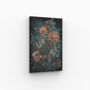 Tableau floral exotique avec des fleurs colorées sur fond sombre