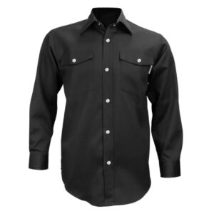 Chemise à manches longues 625S avec boutons pressions, en Marine Navy et Noir, pour un usage professionnel.