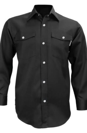 Chemise à manches longues 625S avec boutons pressions, en Marine Navy et Noir, pour un usage professionnel.