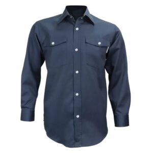 Chemise à manches longues 625S avec boutons pressions, en Marine Navy et Noir, pour un usage professionnel.