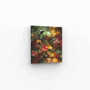 Tableau jungle exotique avec végétation luxuriante et ambiance tropicale, parfait pour une décoration murale apaisante et naturelle